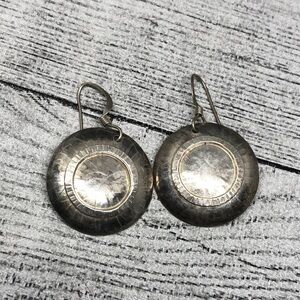 Vintage artisan signed Phill Lang Sterling silver rustic boho style earrings